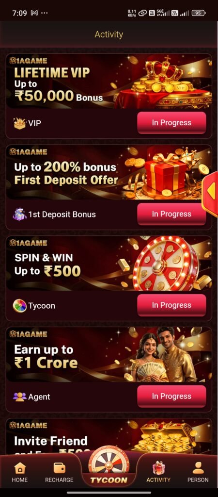 1a Game download & get rs.500 bonus
